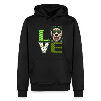 Love Cute Dog Animal Rights St. Patrick’s - Sweat à capuche Premium bio Homme - noir - Devant - Nico (187cm)