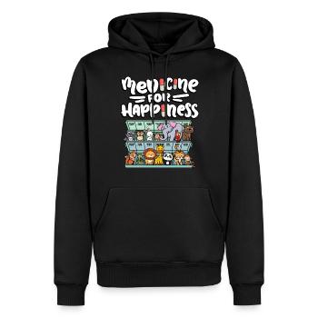 Médecine pour le bonheur Zoo mignon - Sweat à capuche Premium bio Homme - noir - Devant - Nico (187cm)