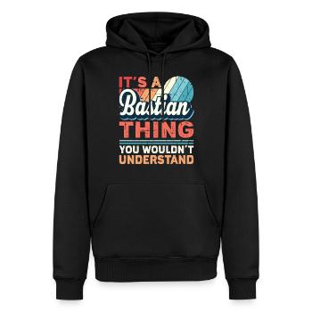 Name Bastian Geschenk Geburtstag Namenstag - Männer Premium Bio Hoodie - Schwarz - Vorne - Nico (187cm)