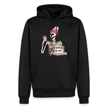 Le café est ma Saint-Valentin anti Saint-Valentin - Sweat à capuche Premium bio Homme - noir - Devant - Nico (187cm)