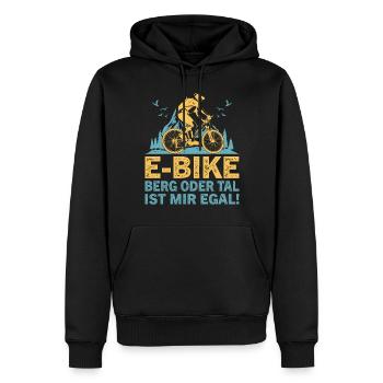 E-BIKE Berg oder Tal ist mir egal Fahrrad Radsport - Männer Premium Bio Hoodie - Schwarz - Vorne - Nico (187cm)