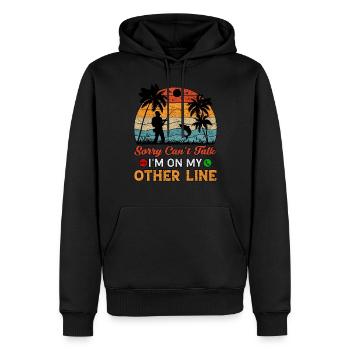 Désolé de ne pas pouvoir parler, je suis sur mon autre pêche à la ligne - Sweat à capuche Premium bio Homme - noir - Devant - Nico (187cm)