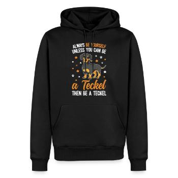 Maman teckel mignonne - Sweat à capuche Premium bio Homme - noir - Devant - Nico (187cm)