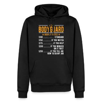 Salaire horaire de garde du corps - Sweat à capuche Premium bio Homme - noir - Devant - Nico (187cm)