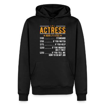 Actrice Salaire horaire - Sweat à capuche Premium bio Homme - noir - Devant - Nico (187cm)