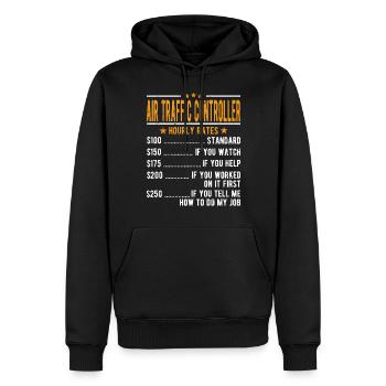 Salaire horaire des contrôleurs de la circulation aérienne - Sweat à capuche Premium bio Homme - noir - Devant - Nico (187cm)