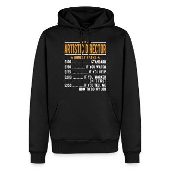 Directeur artistique Salaire horaire - Sweat à capuche Premium bio Homme - noir - Devant - Nico (187cm)