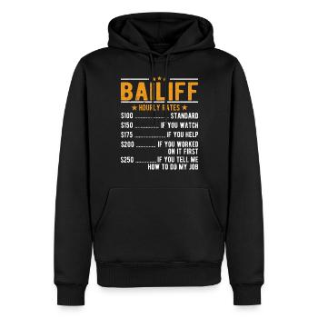 Huissier Salaire horaire - Sweat à capuche Premium bio Homme - noir - Devant - Nico (187cm)