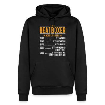 Salaire horaire de beat-boxer - Sweat à capuche Premium bio Homme - noir - Devant - Nico (187cm)