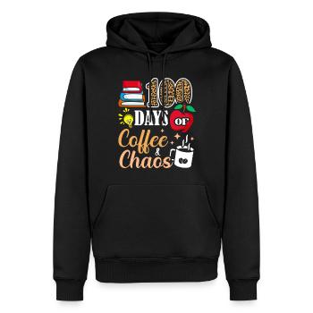 100 Days of Coffee and Chaos Textbooks Homework - Men’s Premium Organic Hoodie - black - Front - Nico (187cm)