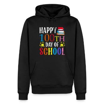 Joyeux 100e jour d’école Livres de devoirs - Sweat à capuche Premium bio Homme - noir - Devant - Nico (187cm)