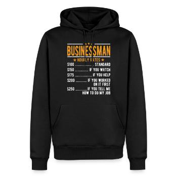 Homme d’affaires Salaire horaire - Sweat à capuche Premium bio Homme - noir - Devant - Nico (187cm)