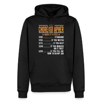 Chorégraphe salaire horaire - Sweat à capuche Premium bio Homme - noir - Devant - Nico (187cm)