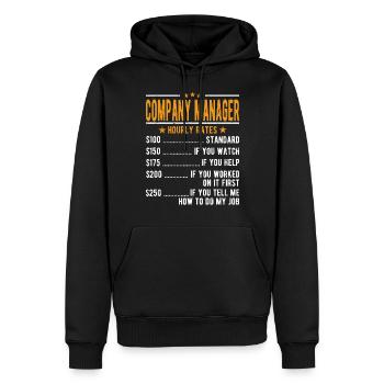 Manager Stundenlohn - Männer Premium Bio Hoodie - Schwarz - Vorne - Nico (187cm)