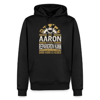 Aaron Name Geschenk Geburtstag - Männer Premium Bio Hoodie - Schwarz - Vorne - Nico (187cm)