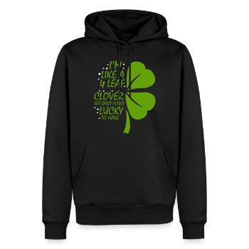 Je suis comme un trèfle à 4 feuilles qui ne - Sweat à capuche Premium bio Homme - noir - Devant - Nico (187cm)