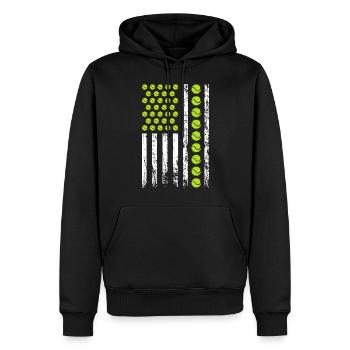 Drapeau américain de tennis de raquette - Sweat à capuche Premium bio Homme - noir - Devant - Nico (187cm)
