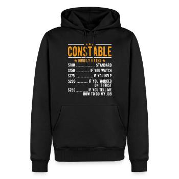 Salaire horaire du policier - Sweat à capuche Premium bio Homme - noir - Devant - Nico (187cm)