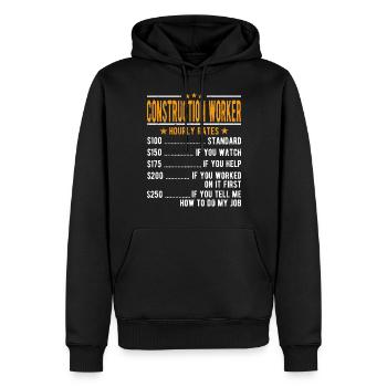 Construction workers Hourly wage - Men’s Premium Organic Hoodie - black - Front - Nico (187cm)