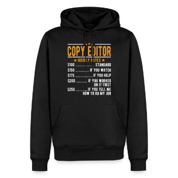 Rédacteur Salaire horaire - Sweat à capuche Premium bio Homme - noir - Devant - Nico (187cm)