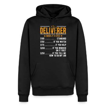 Deliverer hourly wage - Men’s Premium Organic Hoodie - black - Front - Nico (187cm)