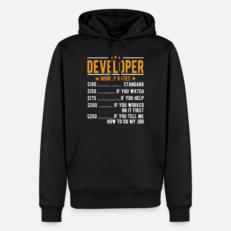 Entwickler Stundenlohn - Männer Premium Bio Hoodie - Schwarz