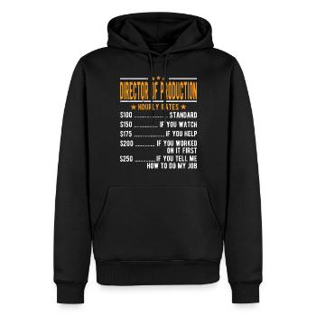 Directeur de production Salaire horaire - Sweat à capuche Premium bio Homme - noir - Devant - Nico (187cm)