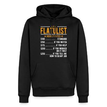 Flatulist hourly wage - Men’s Premium Organic Hoodie - black - Front - Nico (187cm)