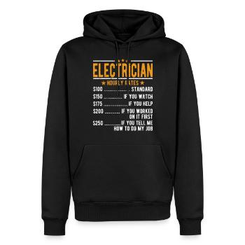 Elektriker Stundenlohn - Männer Premium Bio Hoodie - Schwarz - Vorne - Nico (187cm)