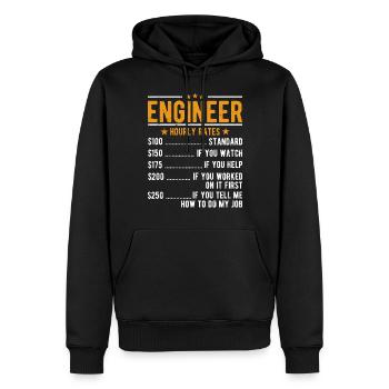 Techniker Stundenlohn - Männer Premium Bio Hoodie - Schwarz - Vorne - Nico (187cm)