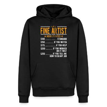 Bon artiste Salaire horaire - Sweat à capuche Premium bio Homme - noir - Devant - Nico (187cm)