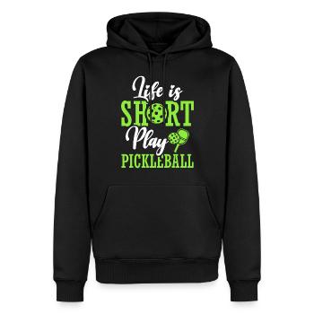 Das Leben Ist Kurz Pickleball Spielen Paddle - Männer Premium Bio Hoodie - Schwarz - Vorne - Nico (187cm)