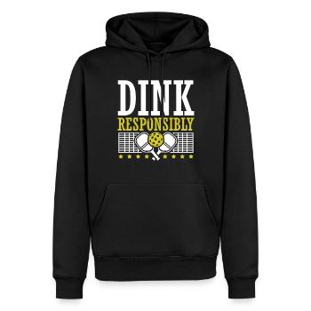 Dink Responsibly Pickleball Paddle Sports Game - Men’s Premium Organic Hoodie - black - Front - Nico (187cm)