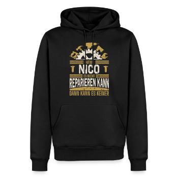Nico Name Geschenk Geburtstag - Männer Premium Bio Hoodie - Schwarz - Vorne - Nico (187cm)
