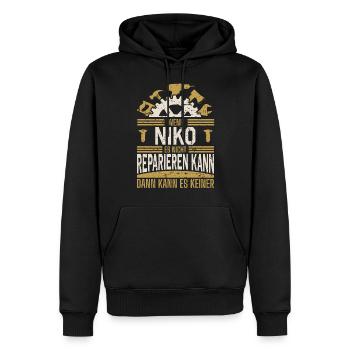 Niko Name Geschenk Geburtstag - Männer Premium Bio Hoodie - Schwarz - Vorne - Nico (187cm)