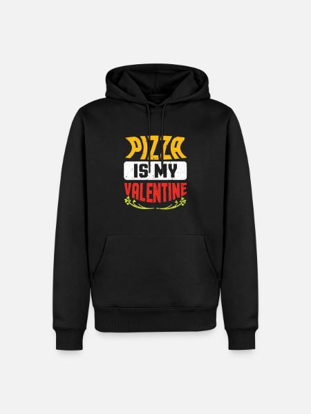 Pizza is my Valentine - Männer Premium Bio Hoodie - Schwarz