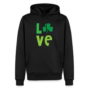 Love Kleeblatt - Männer Premium Bio Hoodie - Schwarz - Vorne - Nico (187cm)