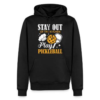 Stay Out of the Kitchen Pickleball Play Sports Chef - Men’s Premium Organic Hoodie - black - Front - Nico (187cm)