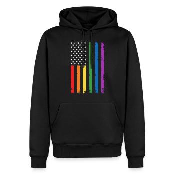 Amerikanischer Lgbtq-stolz Regenbogenfahne - Männer Premium Bio Hoodie - Schwarz - Vorne - Nico (187cm)
