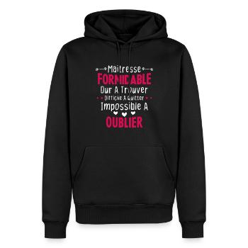 Maîtresse formidable cadeau Maîtresse d'école - Sweat à capuche Premium bio Homme - noir - Devant - Nico (187cm)