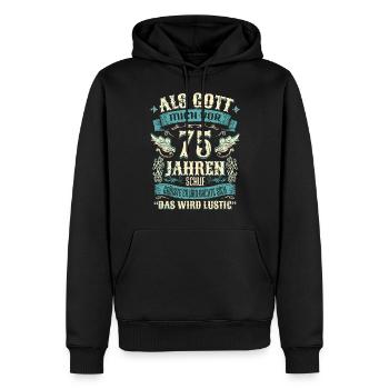 75 Geburtstag Geschenk Jahre Lustig Spruch - Männer Premium Bio Hoodie - Schwarz - Vorne - Nico (187cm)