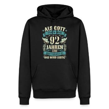 92 Geburtstag Geschenk Jahre Lustig Spruch - Männer Premium Bio Hoodie - Schwarz - Vorne - Nico (187cm)