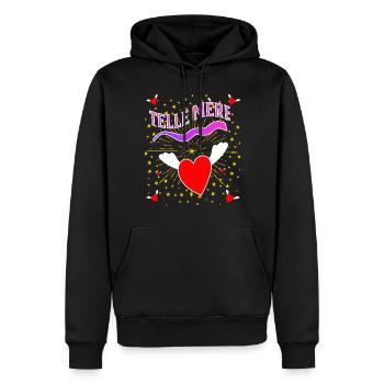 telle mère - Sweat à capuche Premium bio Homme - noir - Devant - Nico (187cm)