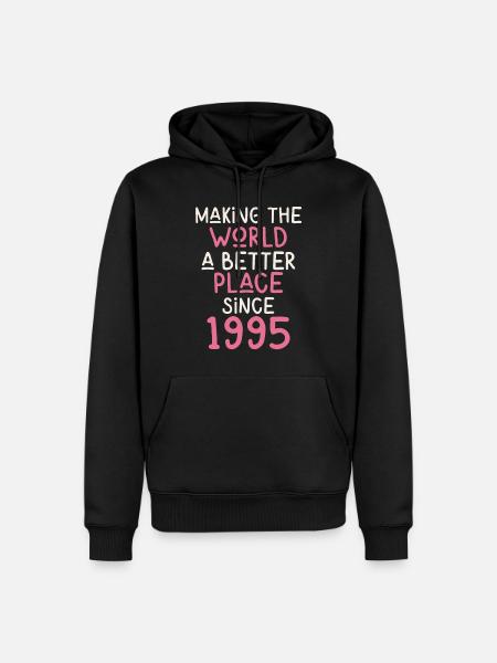 Gør verden til et bedre sted siden 1995 - Herre Premium økologisk hoodie - sort