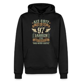 97 Geburtstag Geschenk Jahre Geburtstagsgeschenk - Männer Premium Bio Hoodie - Schwarz - Vorne - Nico (187cm)