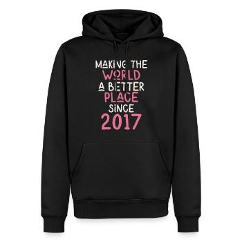 Making the World a better place since 2017 - Men’s Premium Organic Hoodie - black - Front - Nico (187cm)