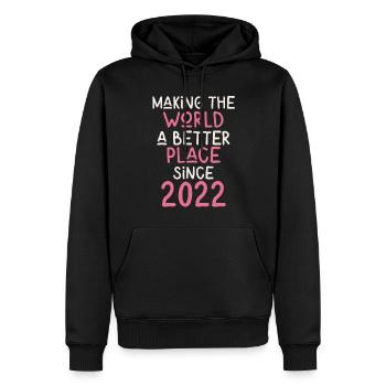 Rendre le monde meilleur depuis 2022 - Sweat à capuche Premium bio Homme - noir - Devant - Nico (187cm)