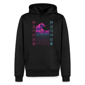 Japan Retro 80s Vaporwave Japanese Streetwear - Men’s Premium Organic Hoodie - black - Front - Nico (187cm)