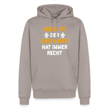 Busfahrer Geschenk Geburtstag Spruch - Männer Premium Bio Hoodie - Taupe - Vorne - Nico (187cm)