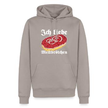 Mettbrötchen Mett Mettigel - Männer Premium Bio Hoodie - Taupe - Vorne - Nico (187cm)